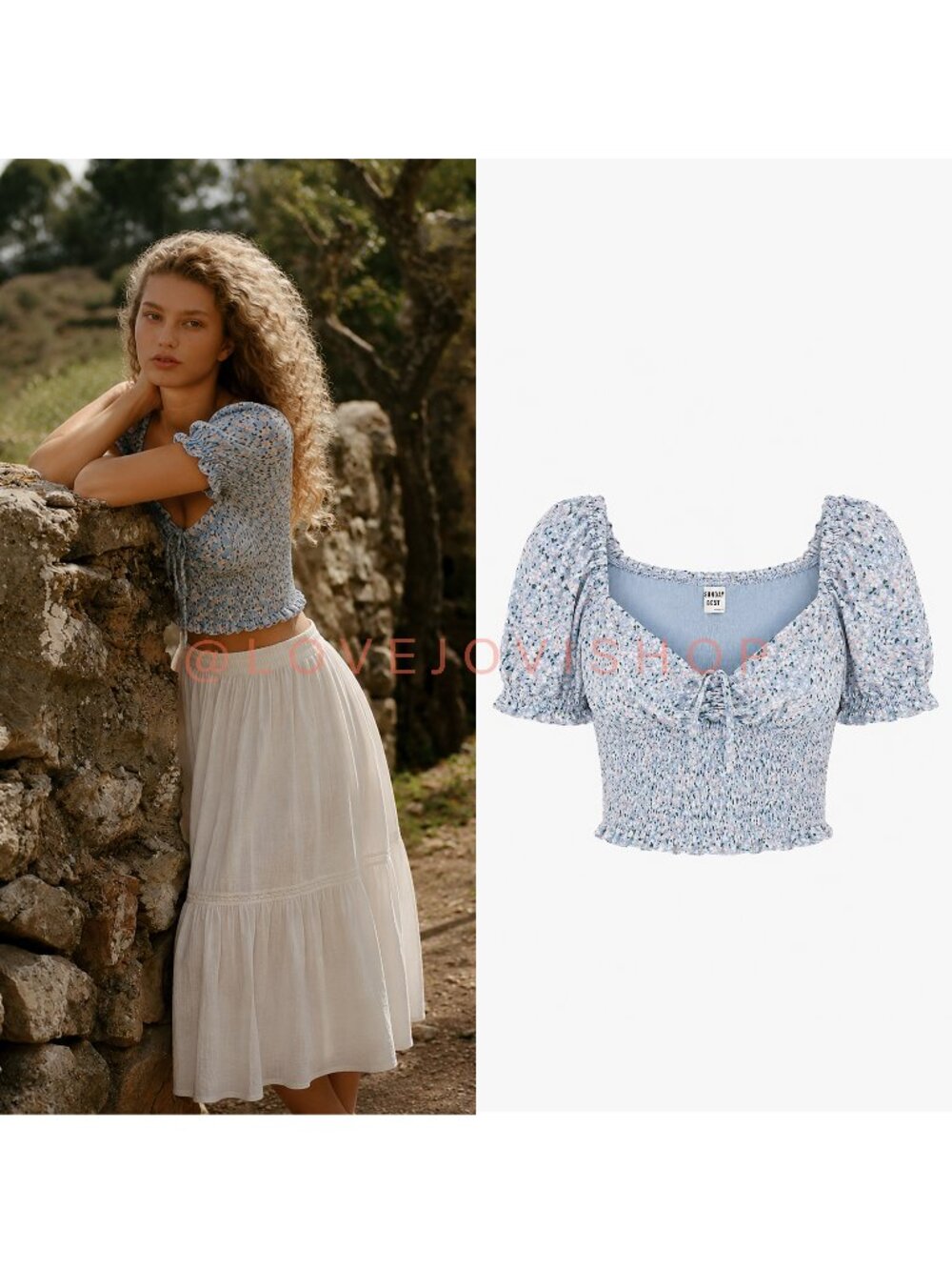Feminine | Sunday Best Aritzia Floral Prairie Smocked Top Romantic Cropped Large